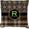 Moroccan Mosaic & Plaid Burlap Pillow (Personalized)