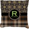 Moroccan Mosaic & Plaid Faux-Linen Throw Pillow (Personalized)