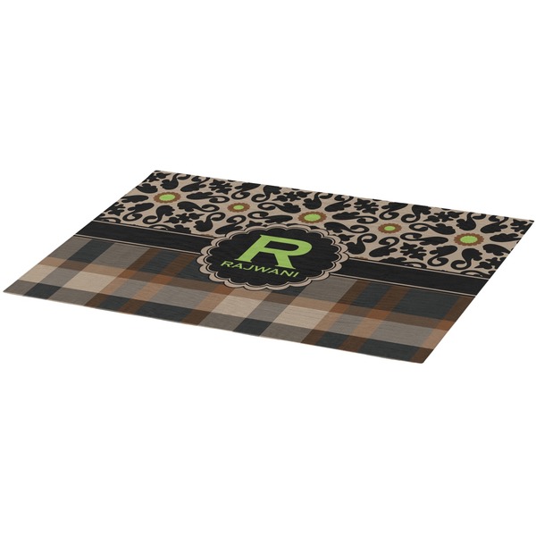 Moroccan Mosaic & Plaid Burlap Placemat (Angle View)