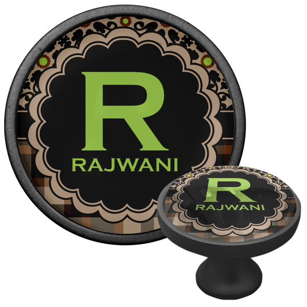 Moroccan Mosaic & Plaid Cabinet Knob - Black - Multi Angle
