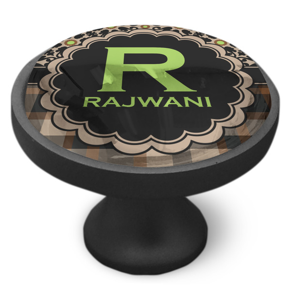 Moroccan Mosaic & Plaid Cabinet Knob - Black - Side