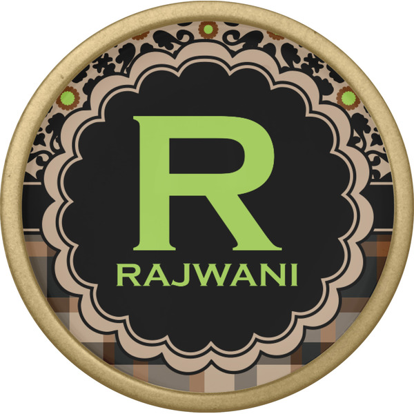 Moroccan Mosaic & Plaid Cabinet Knob - Gold - Front