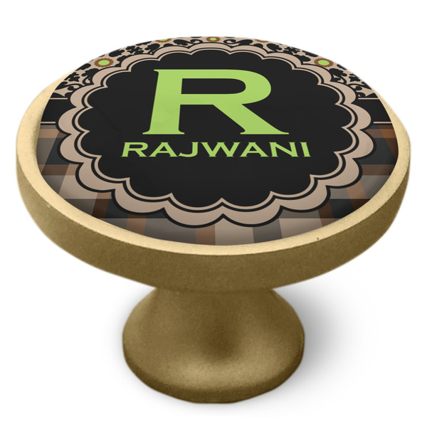 Moroccan Mosaic & Plaid Cabinet Knob - Gold - Side