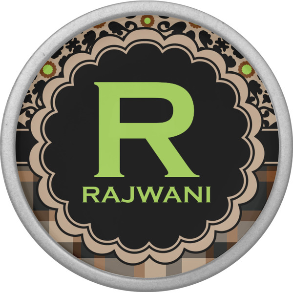 Moroccan Mosaic & Plaid Cabinet Knob - Nickel - Front