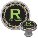 Moroccan Mosaic & Plaid Cabinet Knob (Silver) (Personalized)