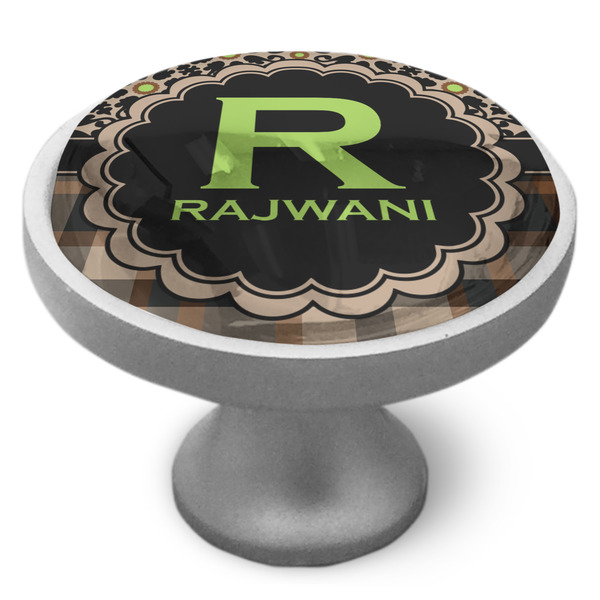 Moroccan Mosaic & Plaid Cabinet Knob - Nickel - Side