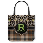 Moroccan Mosaic & Plaid Canvas Tote Bag - Large - 18"x18" (Personalized)