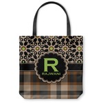 Moroccan Mosaic & Plaid Canvas Tote Bag - Small - 13"x13" (Personalized)