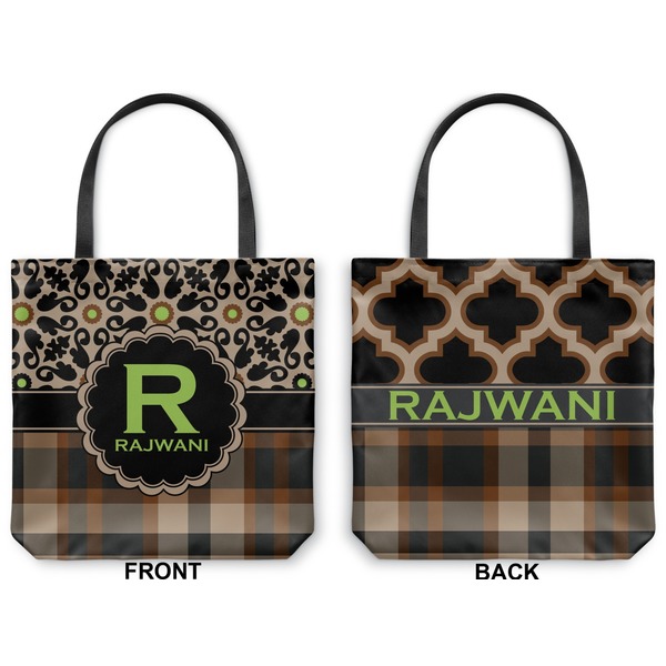 Moroccan Mosaic & Plaid Canvas Tote - Front and Back