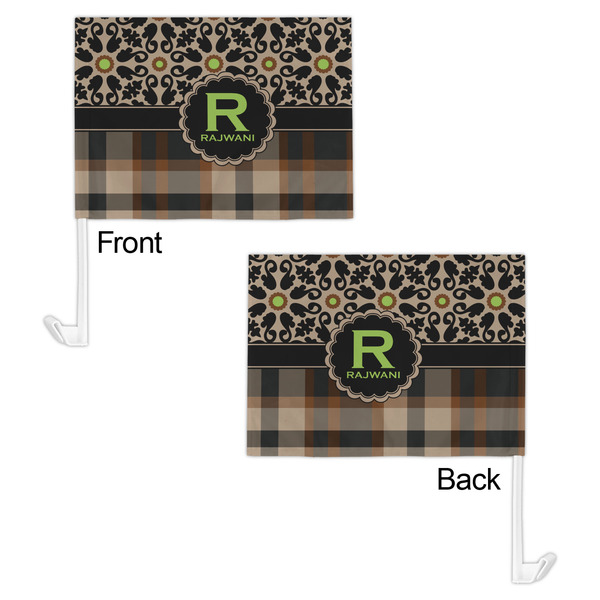 Moroccan Mosaic & Plaid Car Flag - 11" x 8" - Front & Back View