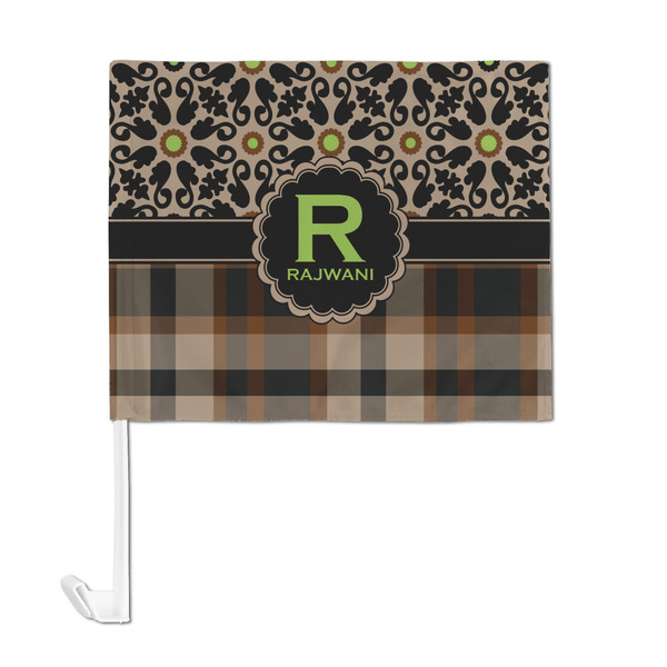 Moroccan Mosaic & Plaid Car Flag - Large - FRONT