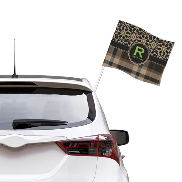 Moroccan Mosaic & Plaid Car Flag - Large - LIFESTYLE