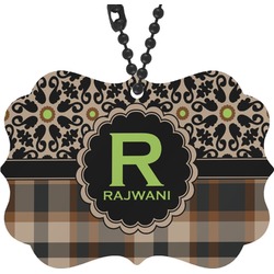 Moroccan Mosaic & Plaid Rear View Mirror Decor (Personalized)