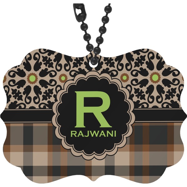 Custom Moroccan Mosaic & Plaid Rear View Mirror Decor (Personalized)