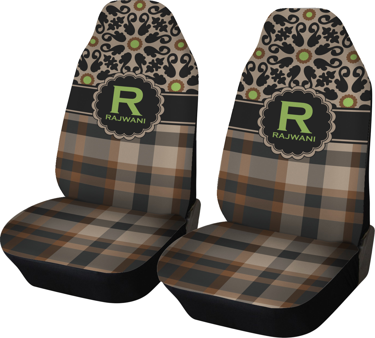 Moroccan Mosaic & Plaid Car Seat Covers (Set of Two) (Personalized