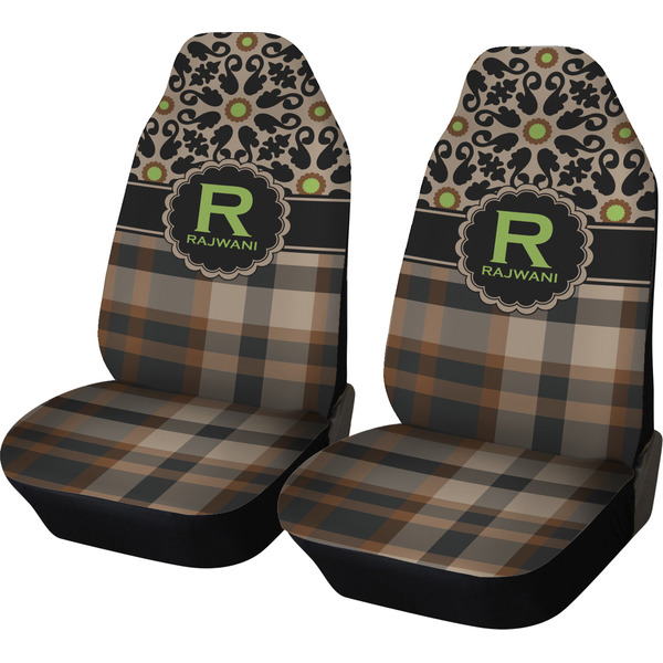 Custom Moroccan Mosaic & Plaid Car Seat Covers (Set of Two) (Personalized)