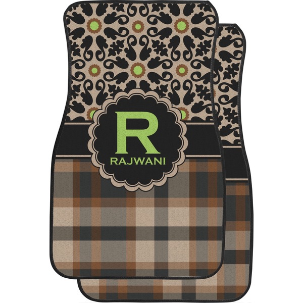 Custom Moroccan Mosaic & Plaid Car Floor Mats (Front Seat) (Personalized)