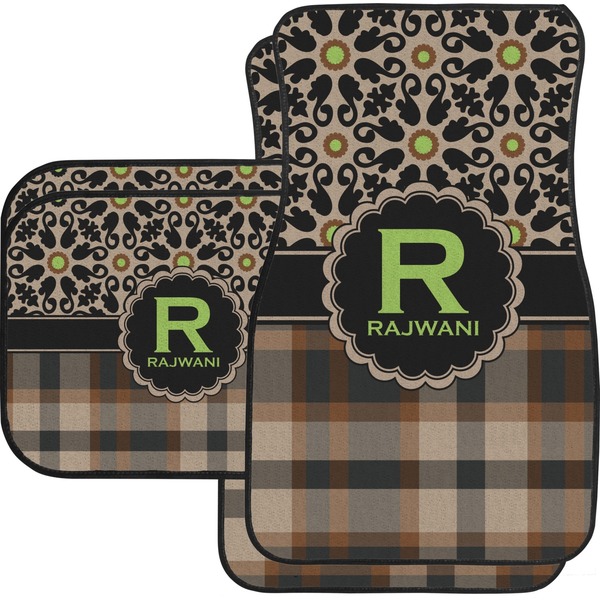 Custom Moroccan Mosaic & Plaid Car Floor Mats Set - 2 Front & 2 Back (Personalized)