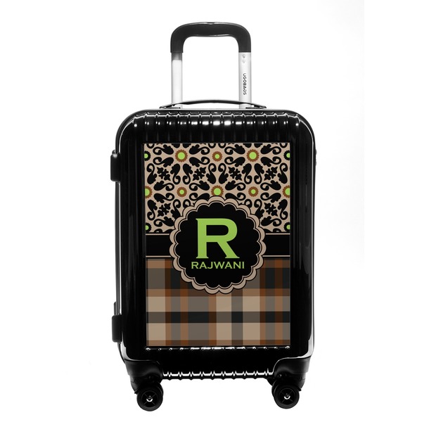 Custom Moroccan Mosaic & Plaid Carry On Hard Shell Suitcase (Personalized)