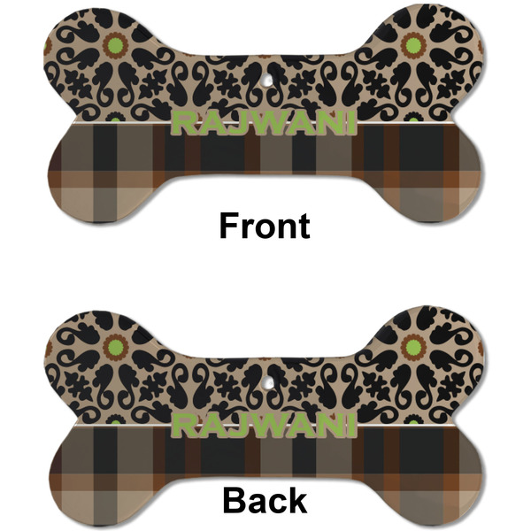 Moroccan Mosaic & Plaid Ceramic Flat Ornament - Bone Front & Back (APPROVAL)