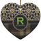 Moroccan Mosaic & Plaid Ceramic Flat Ornament - Heart (Front)