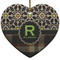Moroccan Mosaic & Plaid Heart Ceramic Ornament w/ Name and Initial