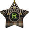 Moroccan Mosaic & Plaid Star Ceramic Ornament w/ Name and Initial