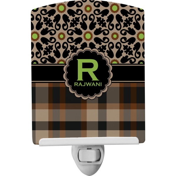 Custom Moroccan Mosaic & Plaid Ceramic Night Light (Personalized)