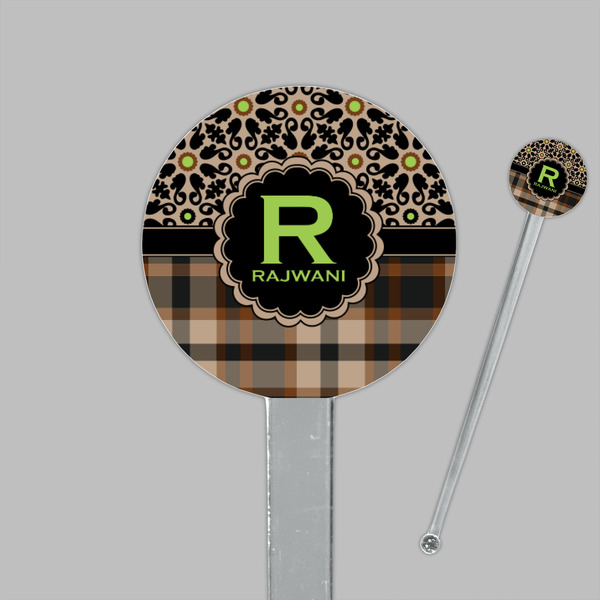 Moroccan Mosaic & Plaid Clear Plastic 7" Stir Stick - Round - Closeup