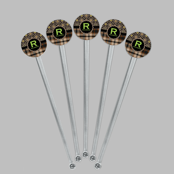 Moroccan Mosaic & Plaid Clear Plastic 7" Stir Stick - Round - Fan View