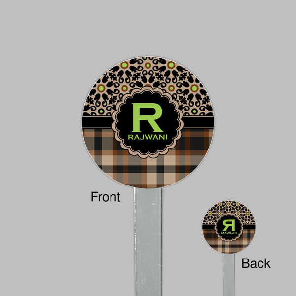 Moroccan Mosaic & Plaid Clear Plastic 7" Stir Stick - Round - Front & Back