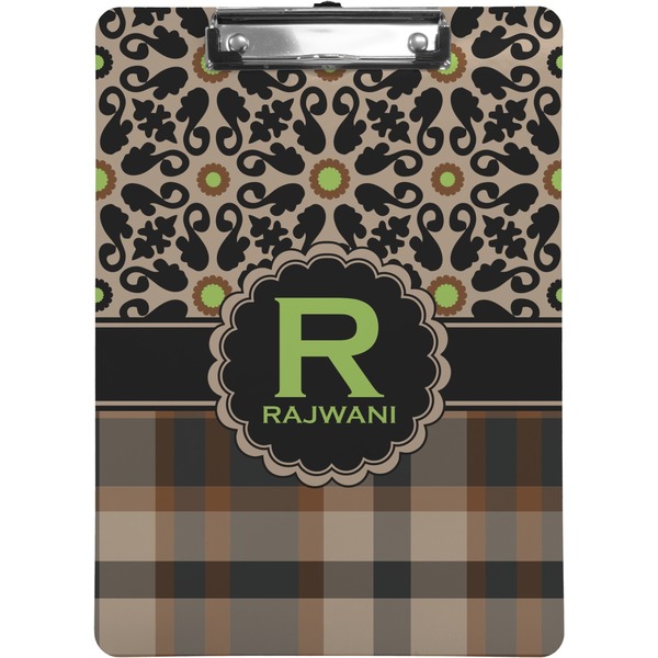 Custom Moroccan Mosaic & Plaid Clipboard (Letter Size) (Personalized)