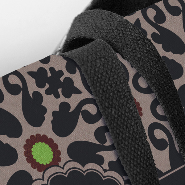 Moroccan Mosaic & Plaid Closeup of Tote w/Black Handles