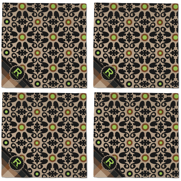 Moroccan Mosaic & Plaid Cloth Napkins - Personalized Dinner (APPROVAL) Set of 4