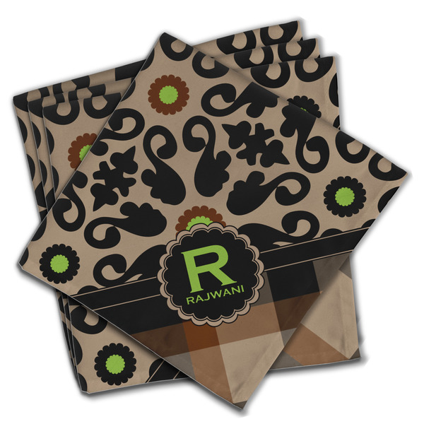 Moroccan Mosaic & Plaid Cloth Napkins - Personalized Dinner (PARENT MAIN Set of 4)