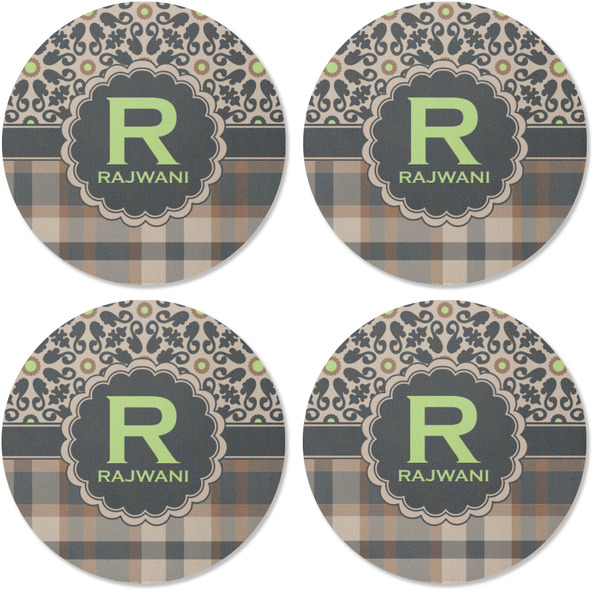 Moroccan Mosaic & Plaid Coaster Round Rubber Back - Apvl