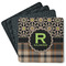 Moroccan Mosaic & Plaid Square Rubber Backed Coasters - Set of 4 (Personalized)