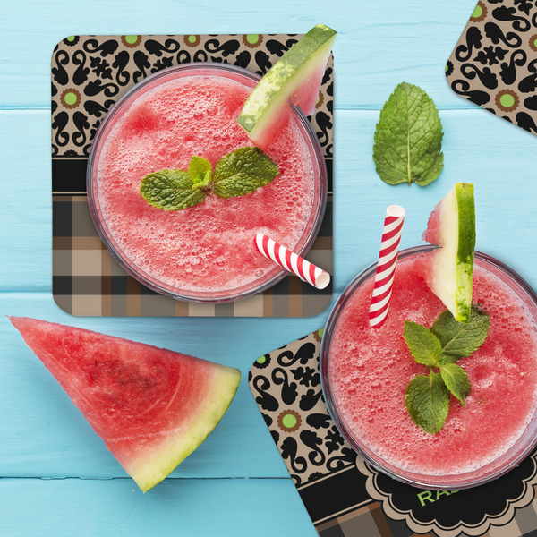 Moroccan Mosaic & Plaid Coaster Set - LIFESTYLE