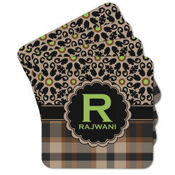 Moroccan Mosaic & Plaid Cork Coaster - Set of 4 w/ Name and Initial