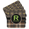 Moroccan Mosaic & Plaid Cork Coaster - Set of 4 w/ Name and Initial