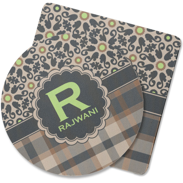 Custom Moroccan Mosaic & Plaid Rubber Backed Coaster (Personalized)
