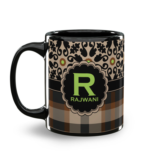 Moroccan Mosaic & Plaid Coffee Mug - 11 oz - Black