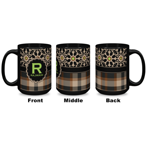 Moroccan Mosaic & Plaid Coffee Mug - 15 oz - Black APPROVAL