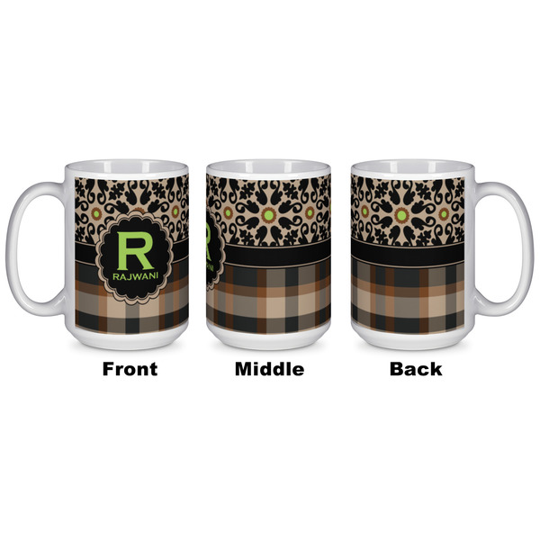 Moroccan Mosaic & Plaid Coffee Mug - 15 oz - White APPROVAL
