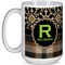 Moroccan Mosaic & Plaid 15 Oz Coffee Mug - White (Personalized)