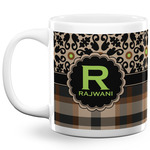 Moroccan Mosaic & Plaid 20 Oz Coffee Mug - White (Personalized)