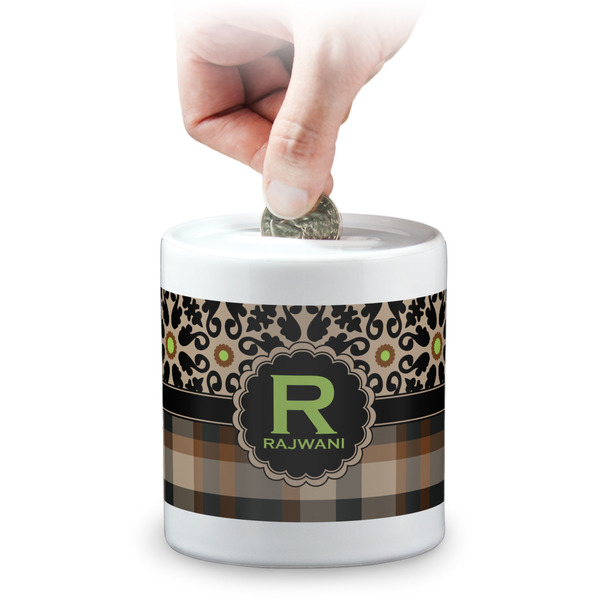 Custom Moroccan Mosaic & Plaid Coin Bank (Personalized)