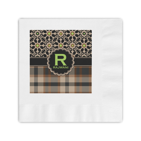 Custom Moroccan Mosaic & Plaid Coined Cocktail Napkins (Personalized)