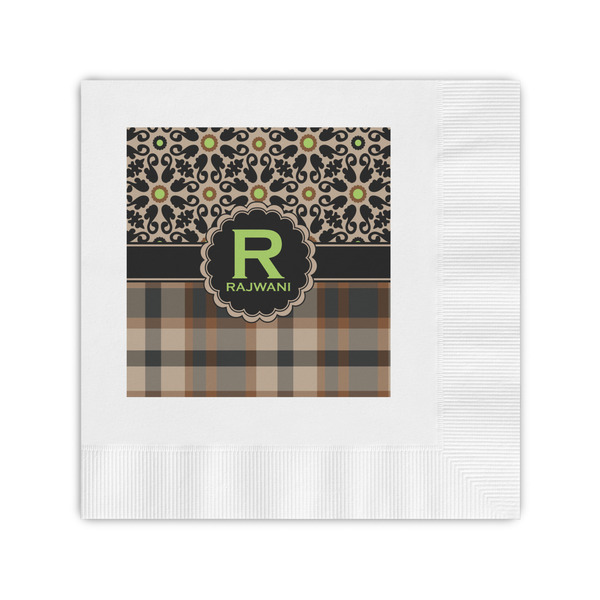 Custom Moroccan Mosaic & Plaid Coined Cocktail Napkins (Personalized)