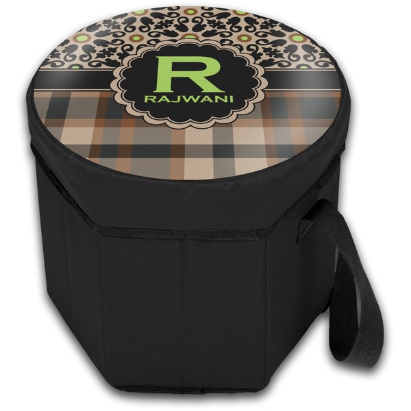 Moroccan Mosaic & Plaid Collapsible Personalized Cooler & Seat (Closed)